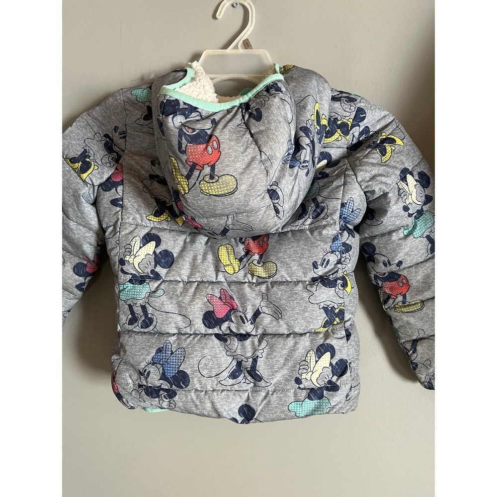 Gap Kids‎ Disney Hooded Puffer Lined Jacket Size Small Mickey Mouse Minnie Mouse